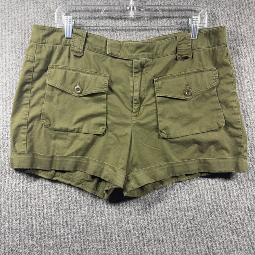 Vince Shorts Womens 12 Washed Cotton Utility Shorts Made in the USA Olive Green